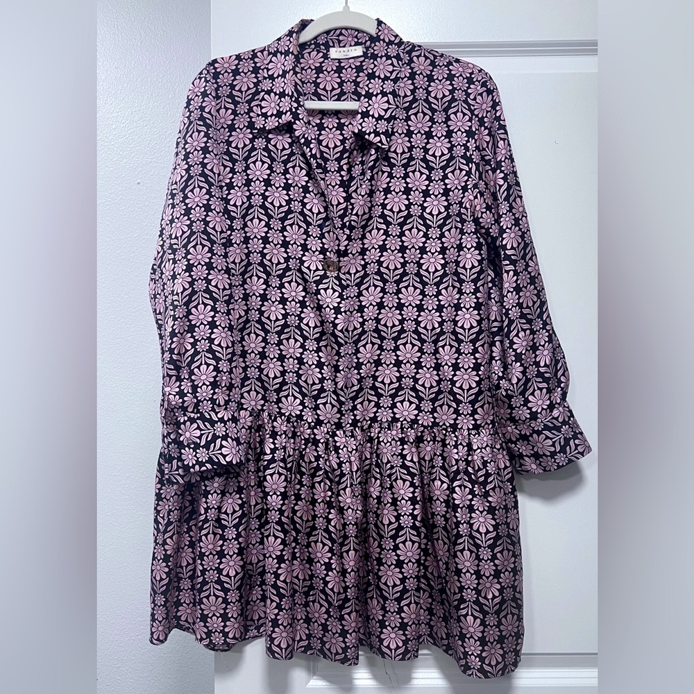 Sandro Floral Black and Pink mini Dress